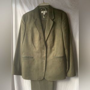 Casual Corner - Suede Suit - Olive Green - Leather/Suede